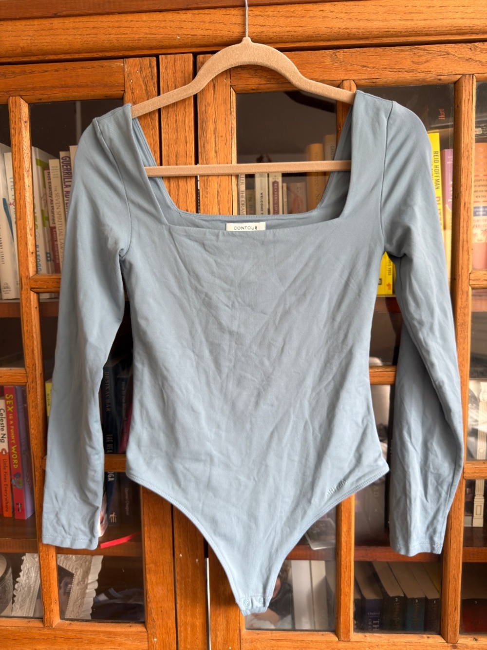 Aritzia Contour Squareneck Longsleeve Bodysuit Blue Size M - Picture 2 of 6